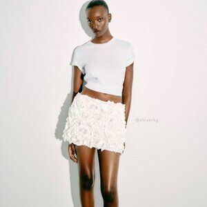 Zara FLORAL TULLE MINI SKIRT